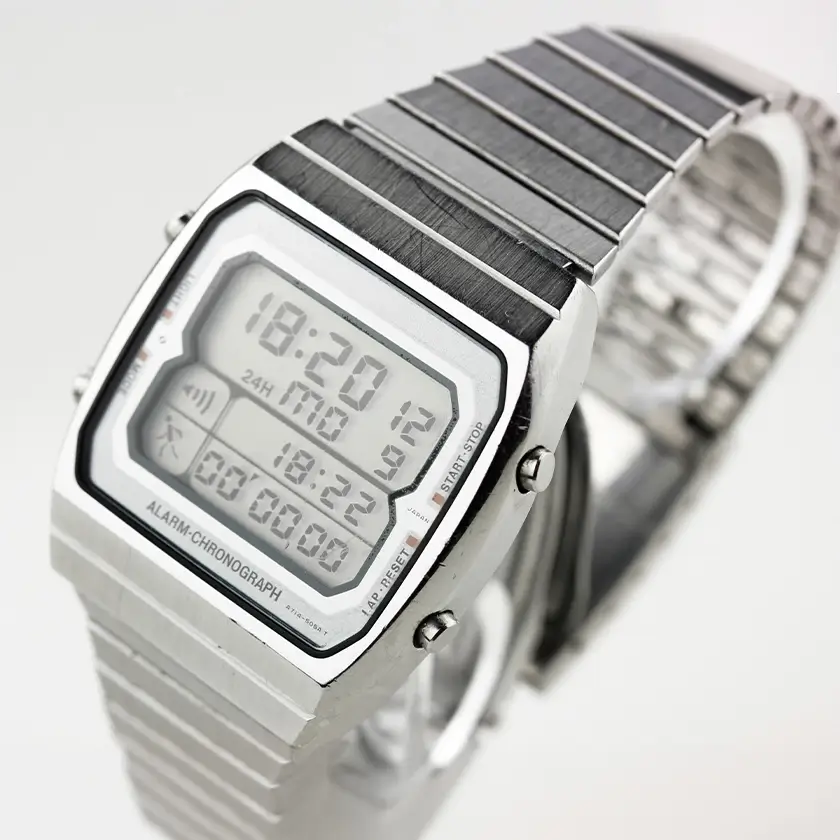 Silver digital chronograph wristwatch