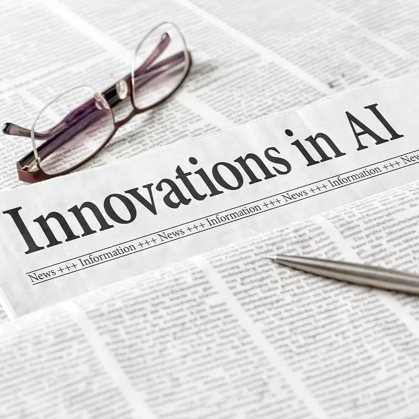Newspaper headline: Innovations in AI
