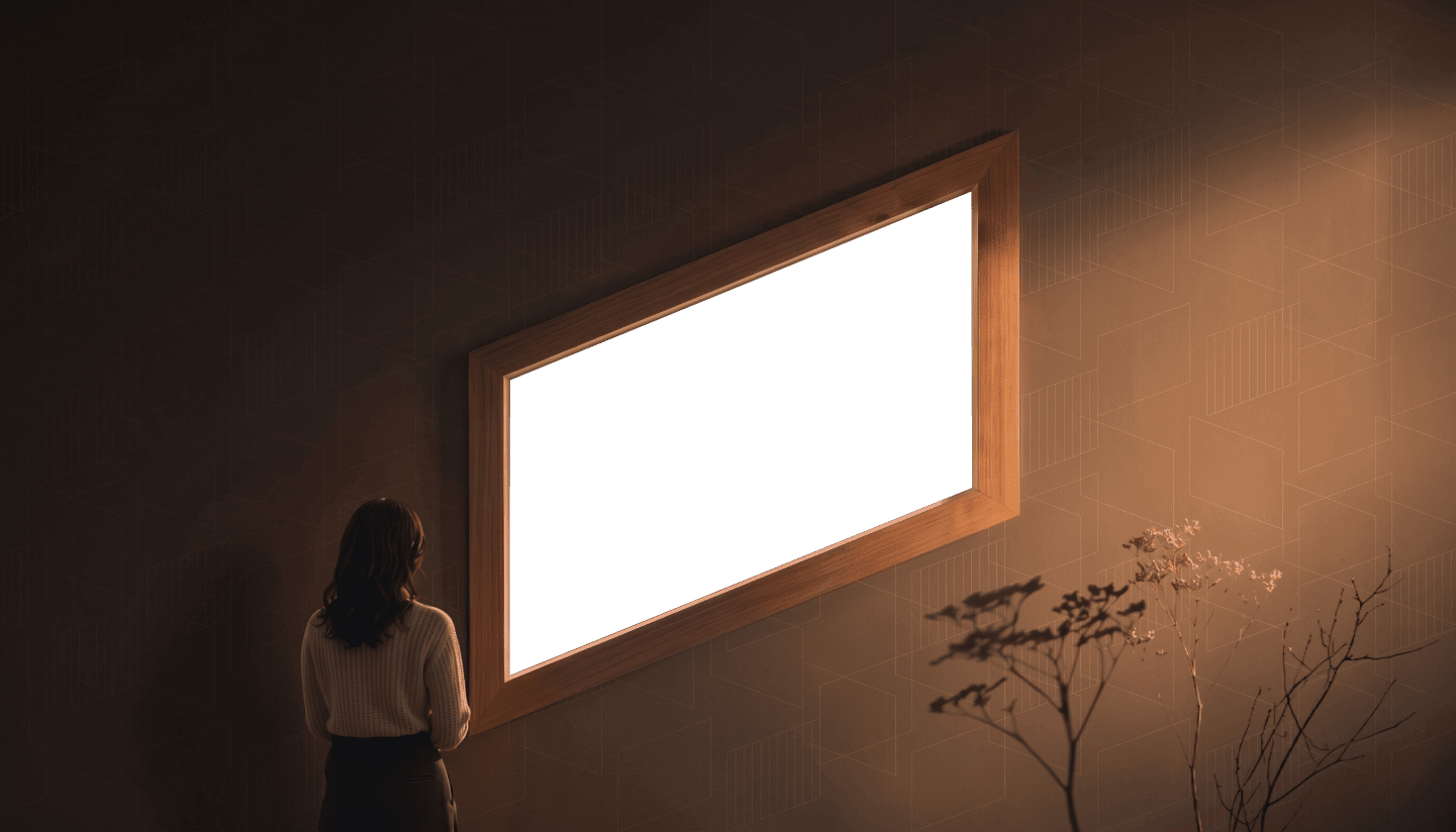 A woman looking out through a window